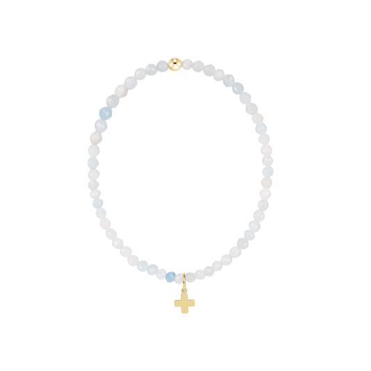Classic Aquamarine 3mm Bracelet - Signature Cross