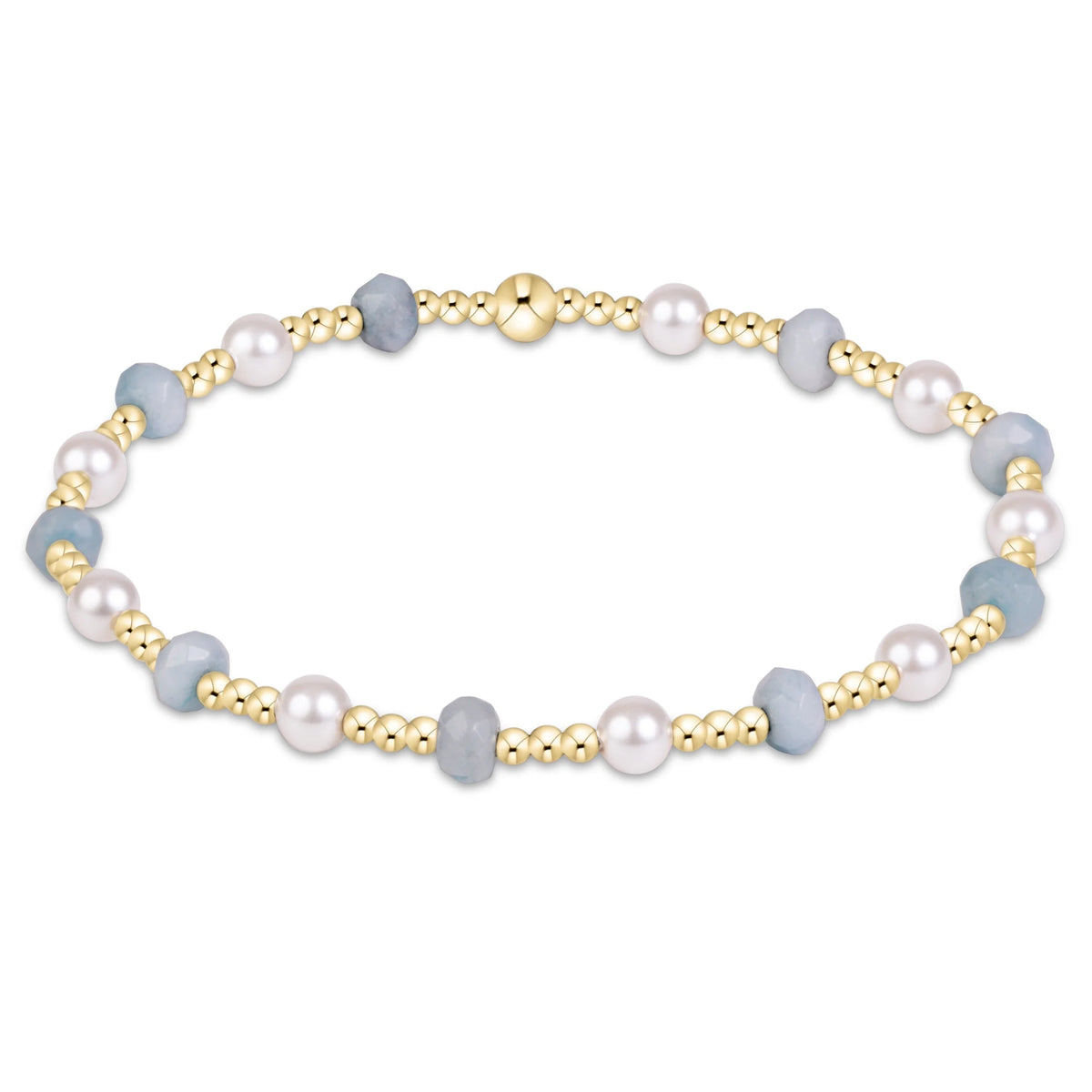 sincerity gemstone & pearl 4mm bracelet - aquamarine