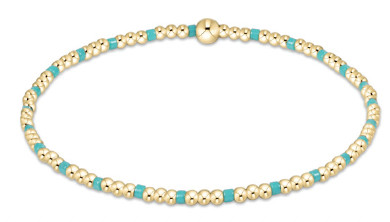Hope Sincerity Pattern 2mm Bead Bracelet -Turquoise