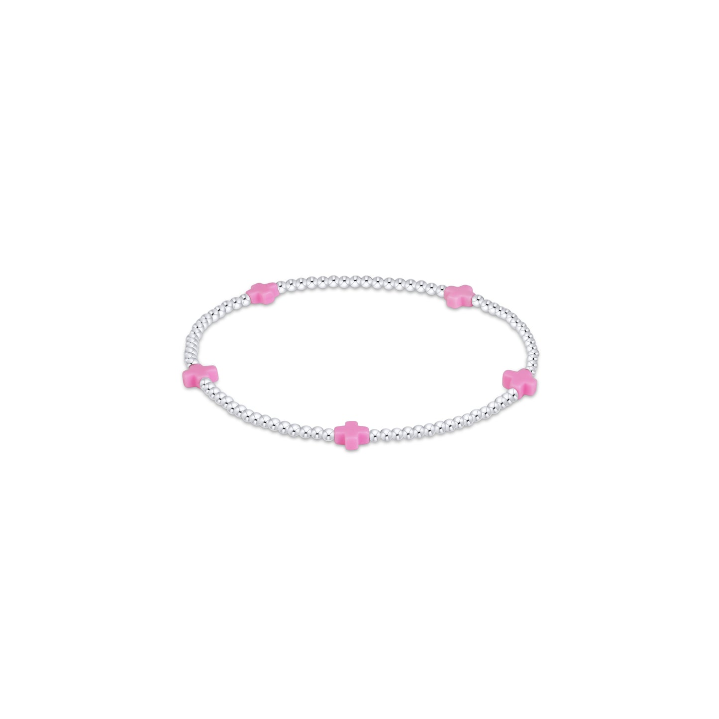 Signature Cross Small 2mm Sterling Bracelet - Bright Pink