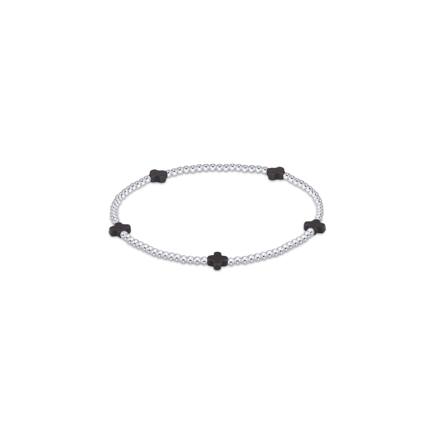 Signature Cross Small 2mm Sterling Bracelet - Charcoal