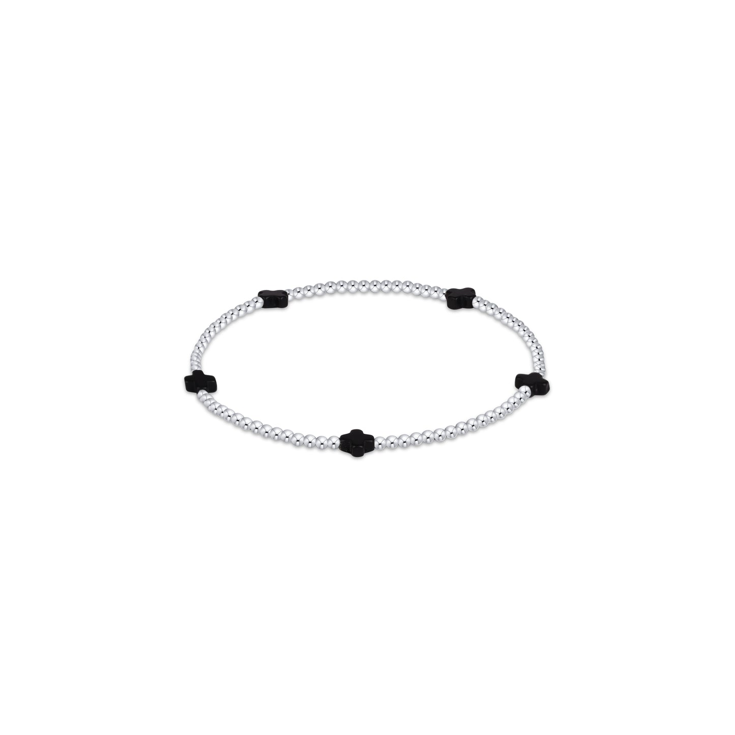 Signature Cross Small 2mm Sterling Bracelet - Onyx