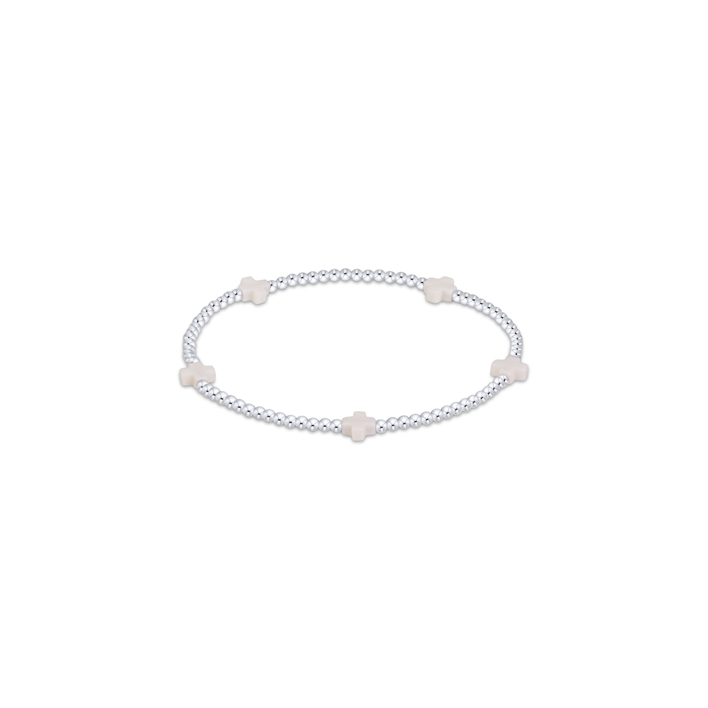 Signature Cross Small 2mm Sterling Bracelet - Off White