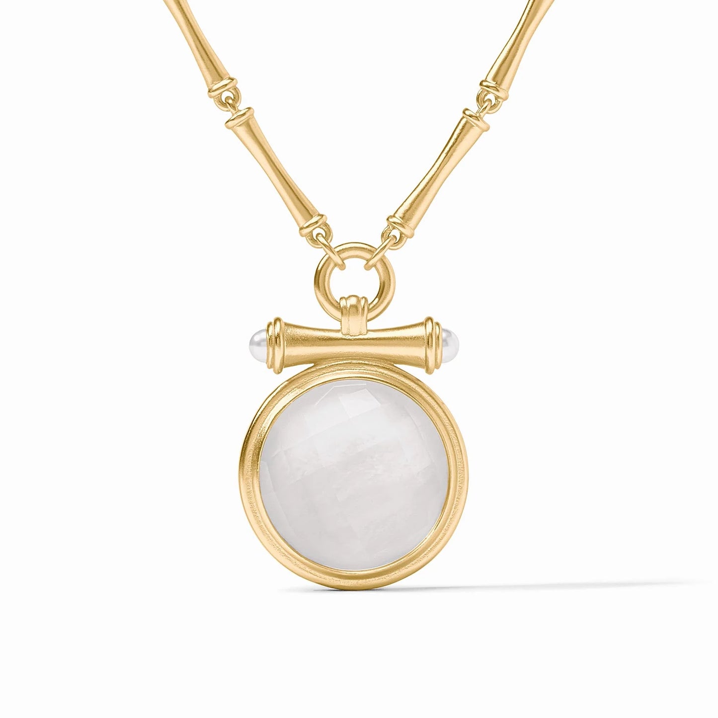 Bamboo Statement Necklace - Iridescent Clear Crystal