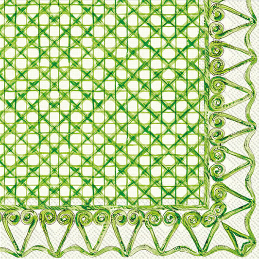Botanical Cane Cocktail Napkins - Green