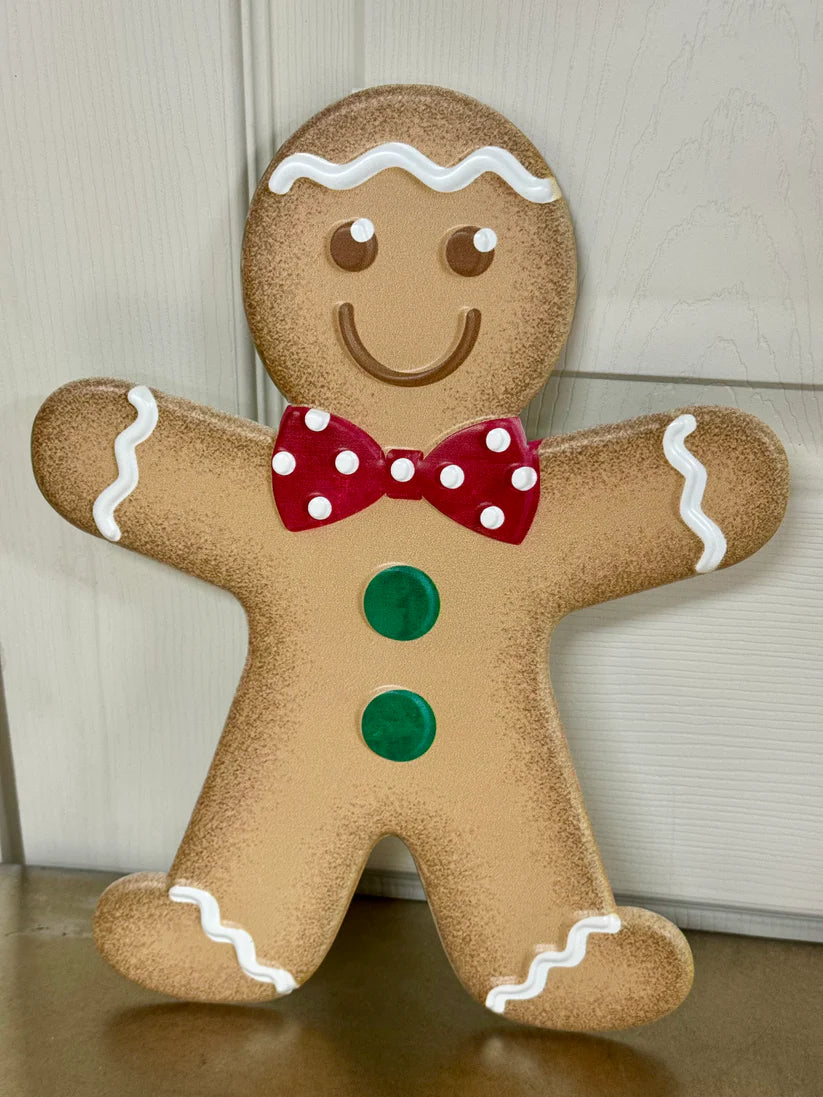 12 Inch Red And Green Metal Gingerbread Boy Sign