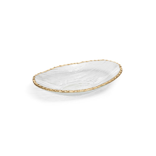 Textured Bowl Jagged Gold Rim-L