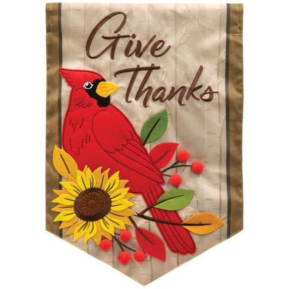 Give Thanks Cardinal Garden Flag