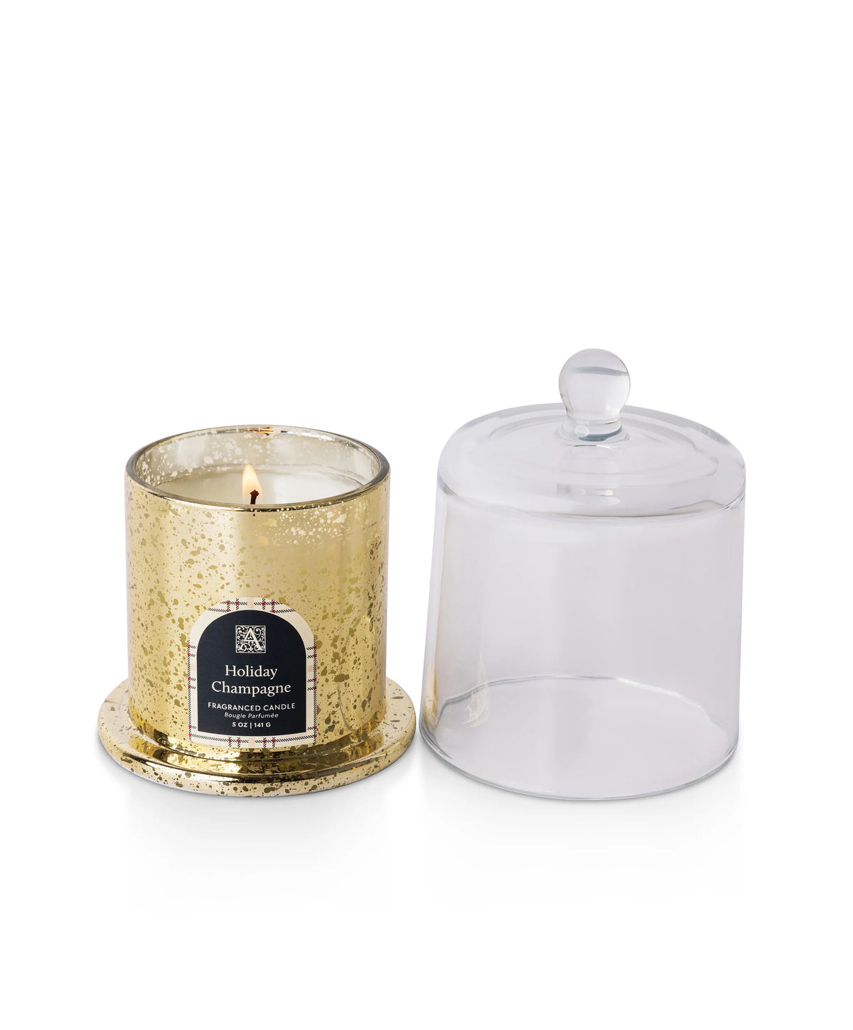 Holiday Champagne - Plaid Cloche Glass Candle