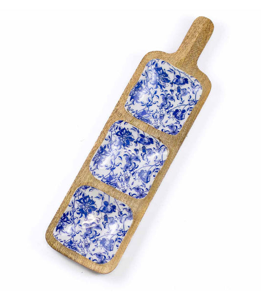 Bella Tri-Server Natural/Blue/White 18x5.25x1