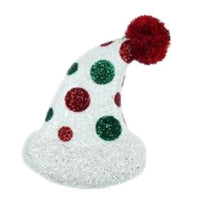 10" X 6.5" Polka Dot Santa Hat Ornament-White/Red/Green