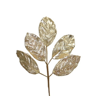 Mixed Sequin/Pearl Metallic Leaf Spray - Champagne 23"