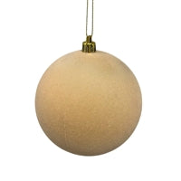 Plastic Flocked Ball Ornament - Lt. Tan 4”
