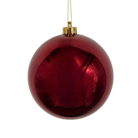 6" Plastic Shiny Finish Ball Ornament - Burgundy