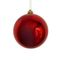 6" Plastic Shiny Finish Ball Ornament - Red