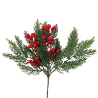 11.5'' Fresh Touch Cedar Pick With Red Berries