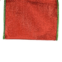 Red Metallic Ribbon w/ Emerald Metallic Edge and Backing 4" x 10yd