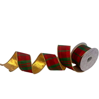 Modern Christmas Plaid Red/Green with gold Back 2.5'' X 10