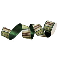 Shades of Green W/Brown Plaid Emerald edge and Back 2.5" X 10 yards