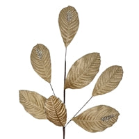 Velvet Magnolia Leaf W/ Sequins 26'' - Chestnut Gold