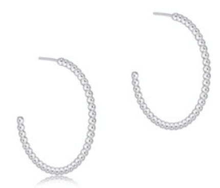 Beaded Classic 1.25" Post Hoop - 2 mm Sterling Bead