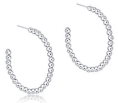 Beaded Classic 1.25" Post Hoop - 3 mm Sterling Bead