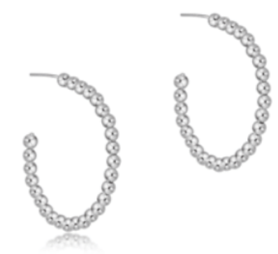 Beaded Classic 1.25" Post Hoop - 4 mm Sterling Bead