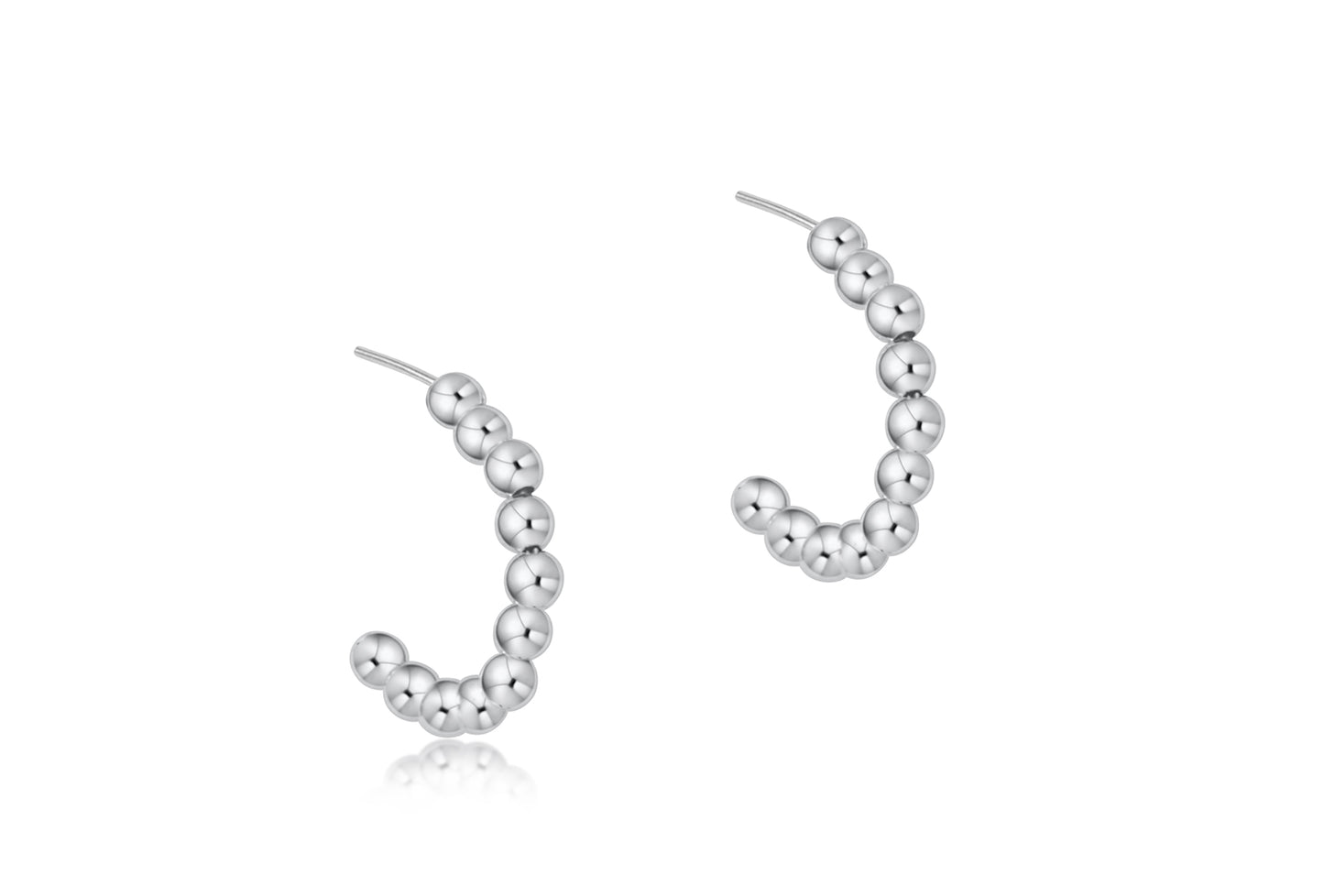 Beaded Classic 1" Post Hoop - 3 mm Sterling Bead