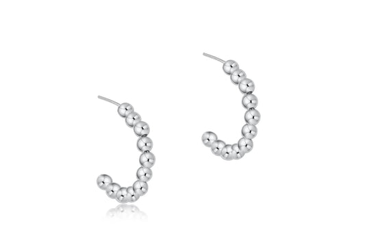 Beaded Classic 1" Post Hoop - 3 mm Sterling Bead