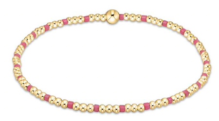 Hope Sincerity Pattern 2mm Bead Bracelet -Bright Pink