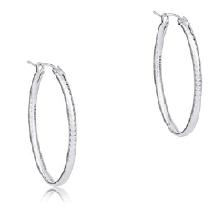 Oval Sterling 1" Hoop - Textured
