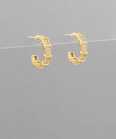Pave Rectangle Link Hoop