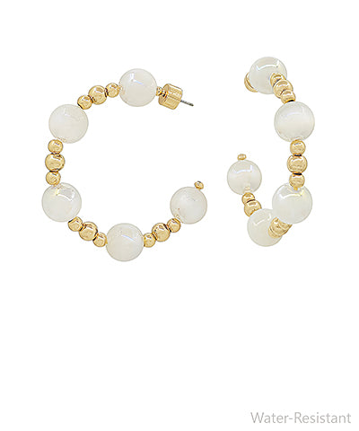 Gold Bead Pearl Hoop