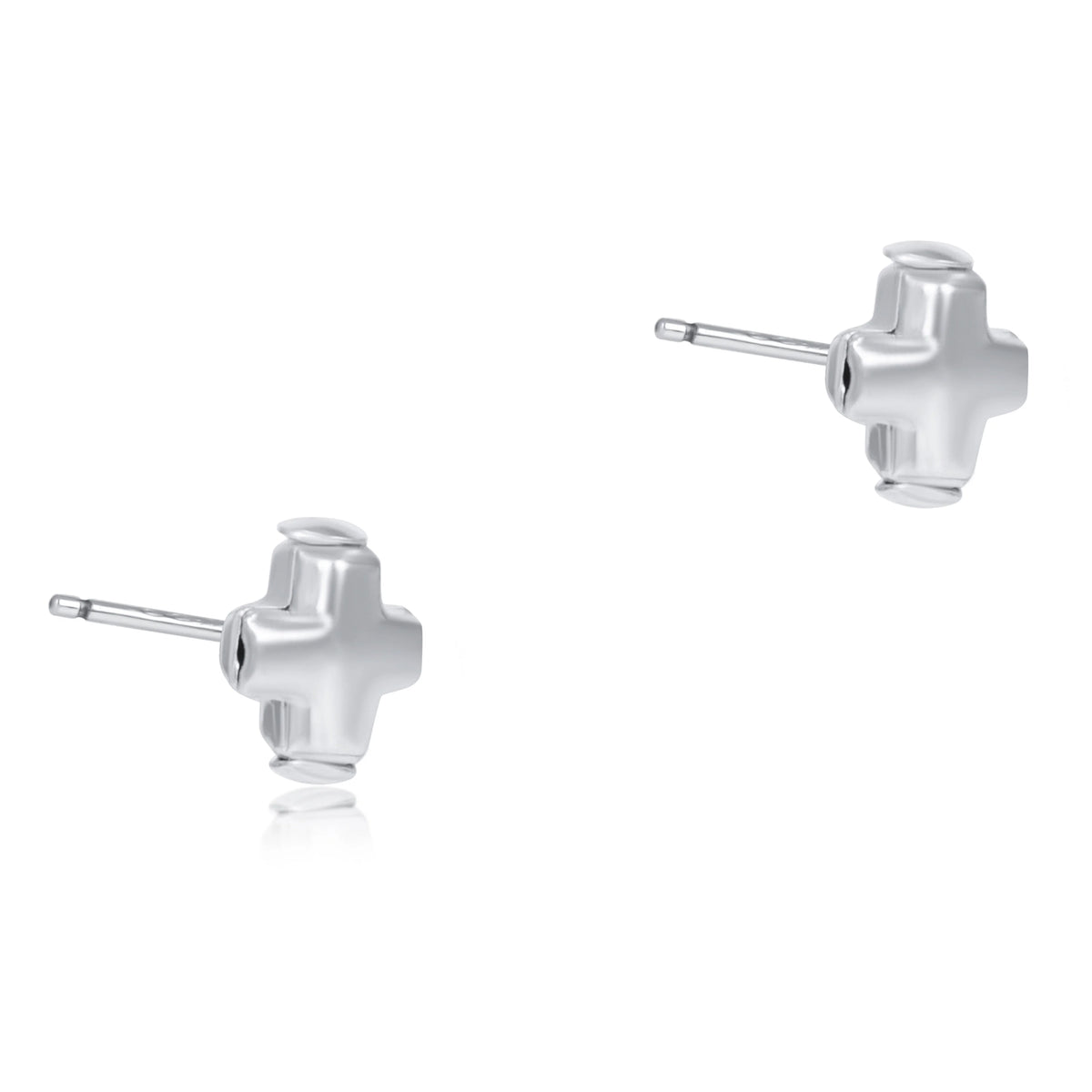 signature cross small gold studs - Sterling
