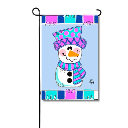 Pink snowman garden flag