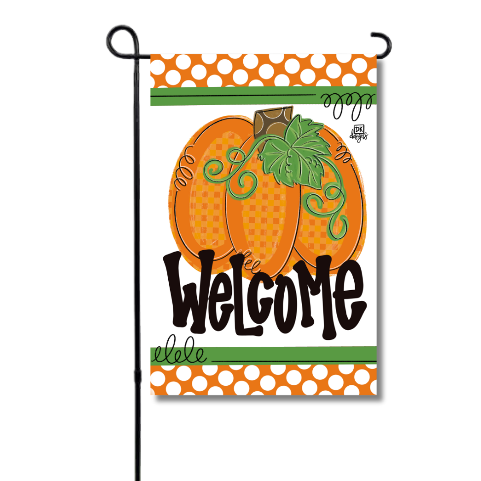 Gingham Pumpkin Garden Glam Flag
