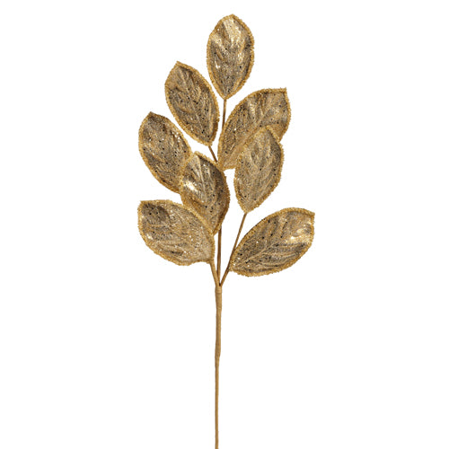 27.75" GLITTERED GOLD LEAF SPRAY