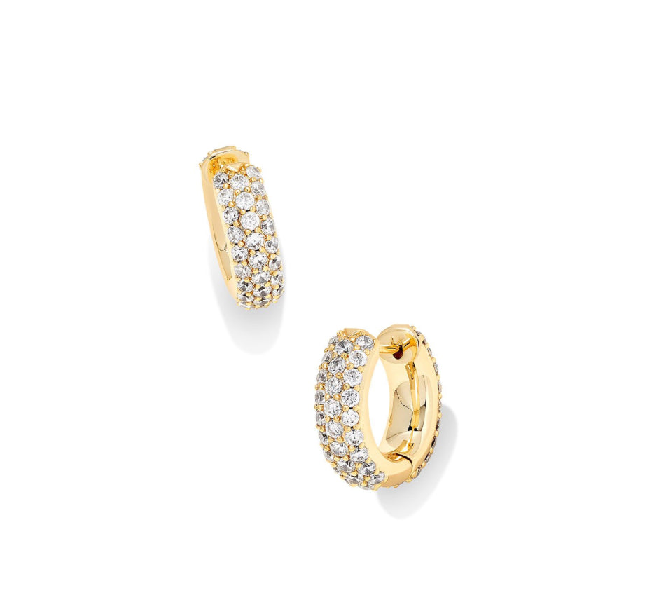Mikki Pave Huggie Earring - gold Metal