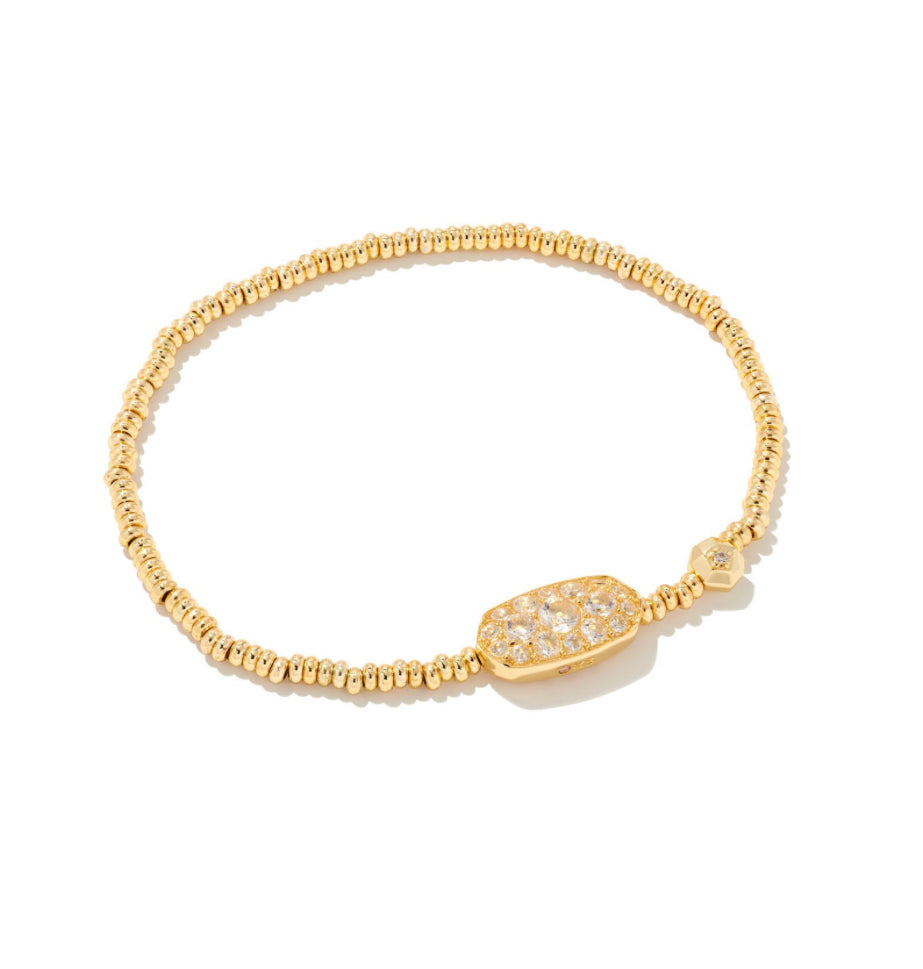 Grayson Stretch Bracelet - Gold White Crystal