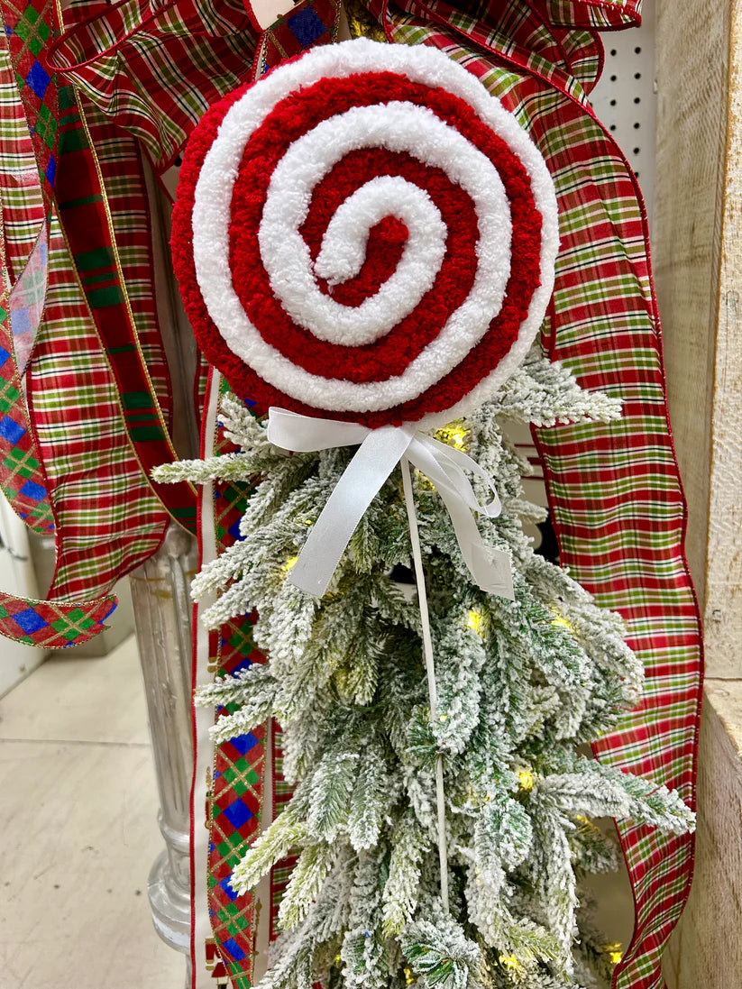 22 Inch Red And White Faux Fur Peppermint Swirl Lollipop