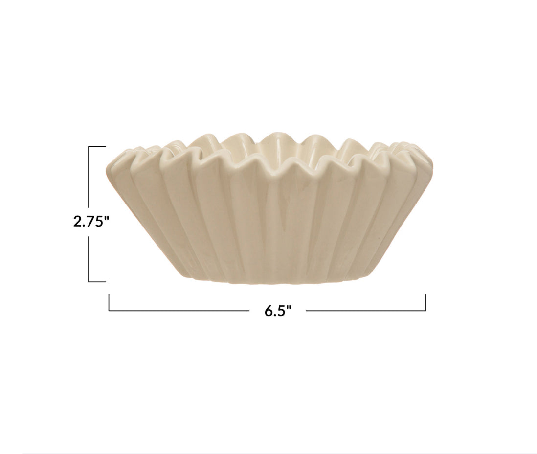 Stoneware Fluted Bowl, White