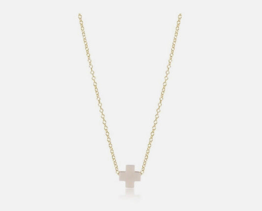 16" Necklace Gold-Signature Cross Off White