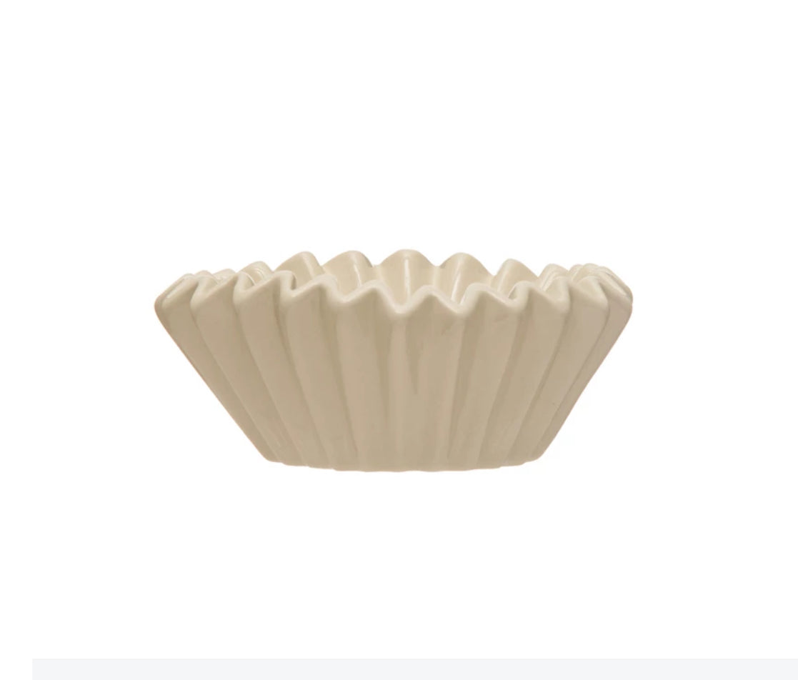 Stoneware Fluted Bowl, White