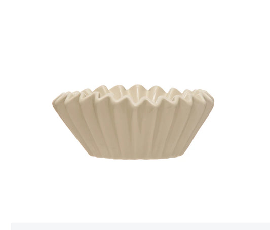 Stoneware Fluted Bowl, White
