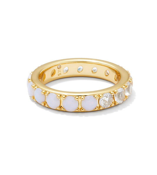 Chandler Band Ring - Gold White Opal