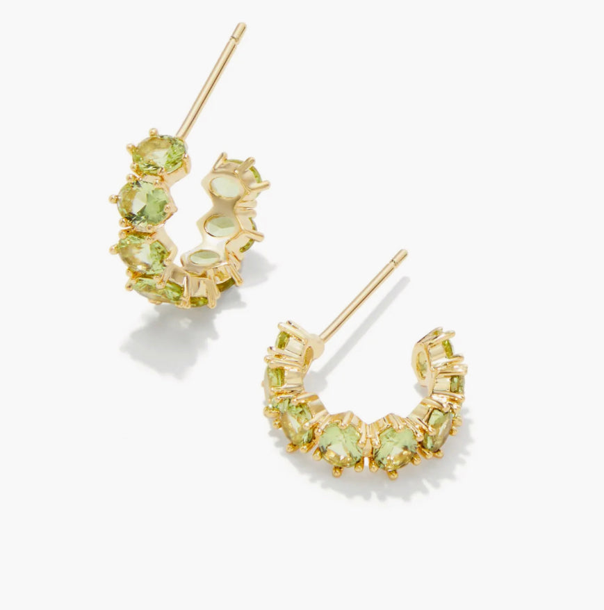 Cailin Crystal Huggie Hoop - Green Peridot Crystal