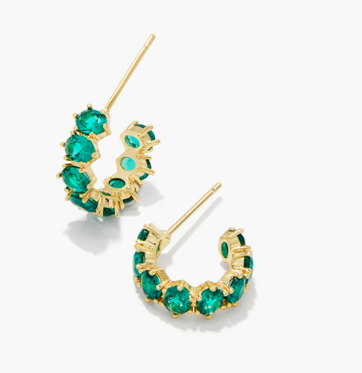 Cailin Crystal Huggie Hoop - Green Crystal