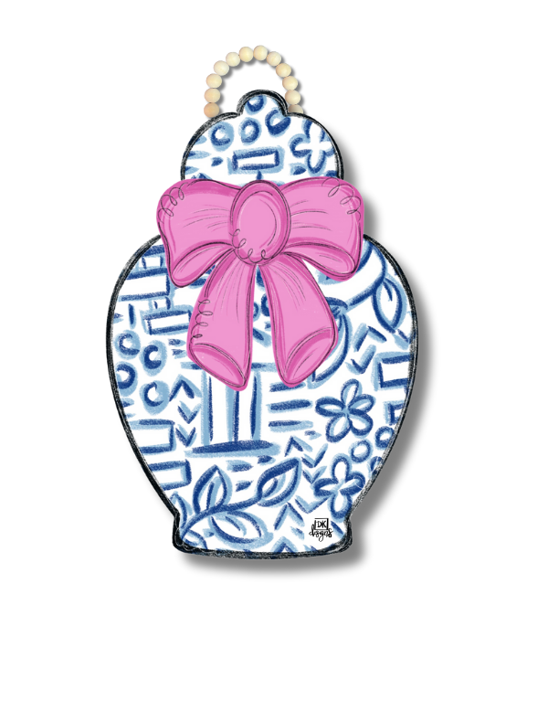 Chinoiserie Jar Pink Door Hanger