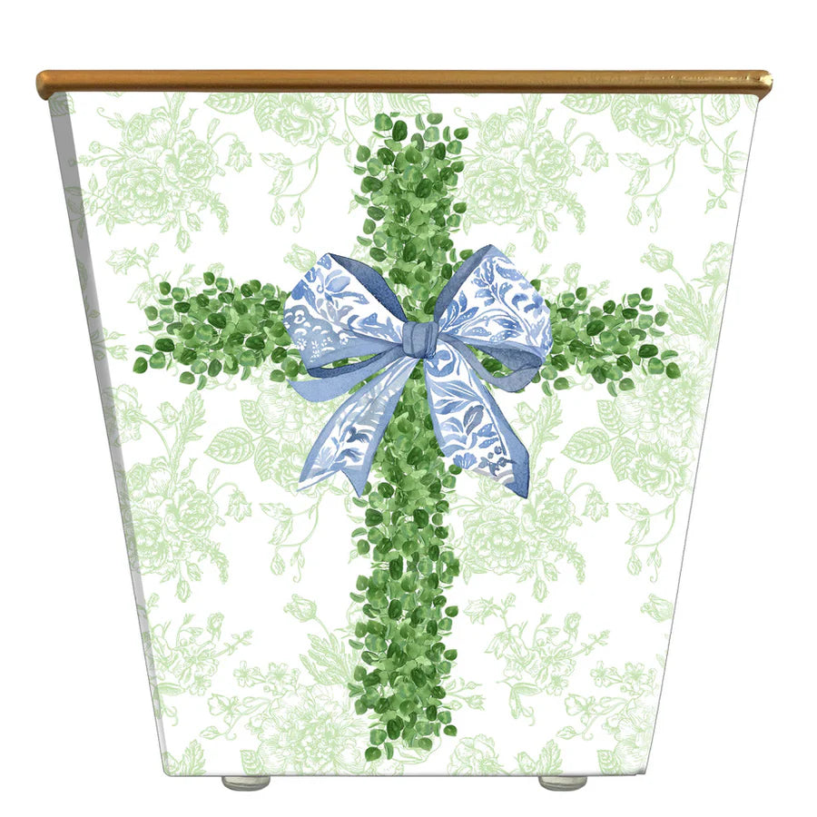 Mini Boxwood Cross Cachepot Candle