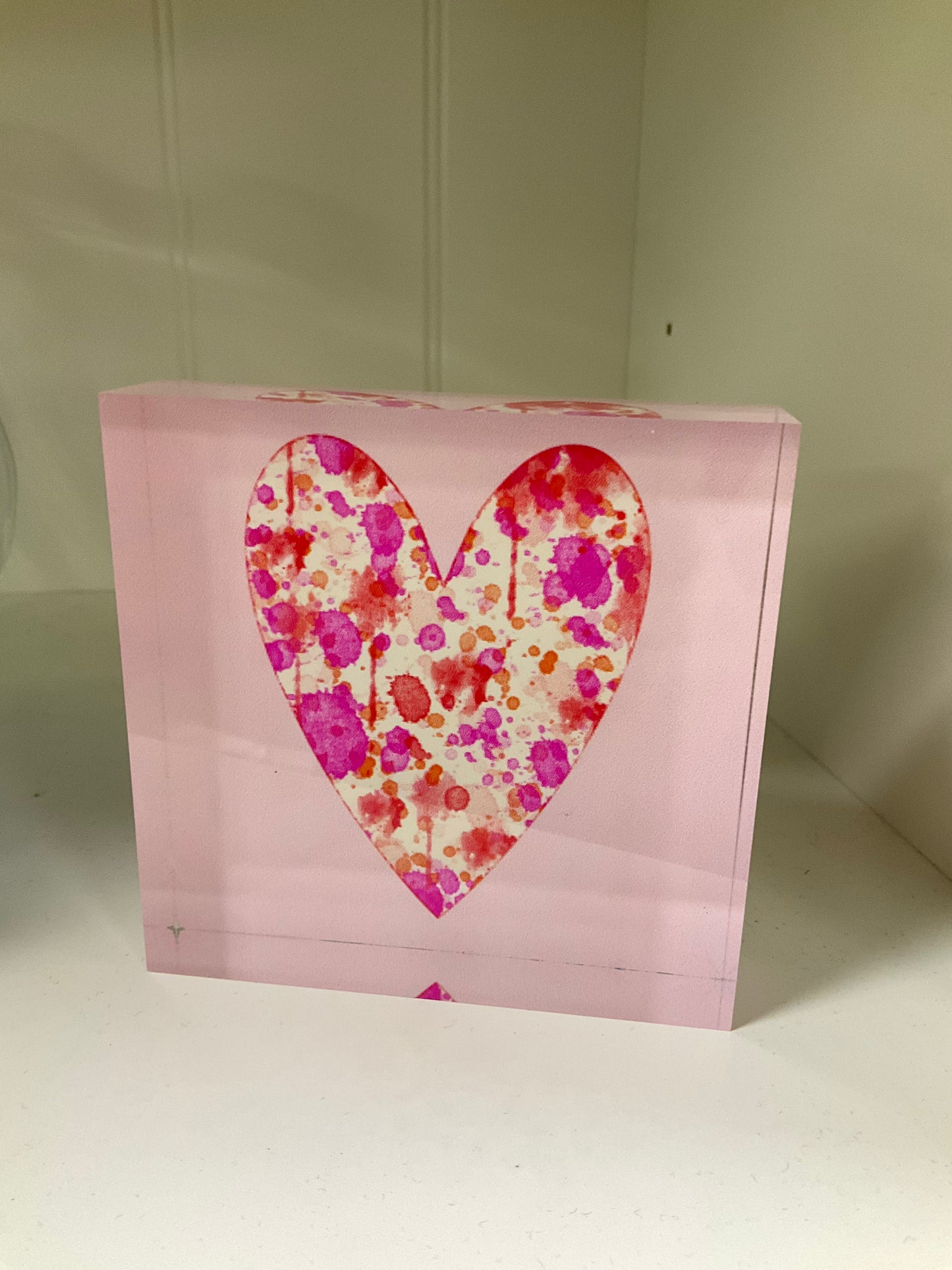 4x4 Acrylic Block - Heart Splatter